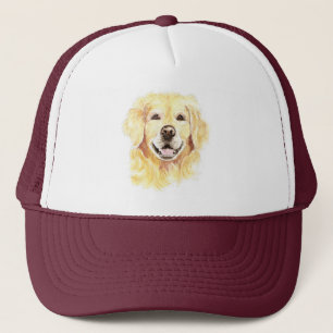 Vattenfärg Golden Retriever Hund Pet Animal Art Keps