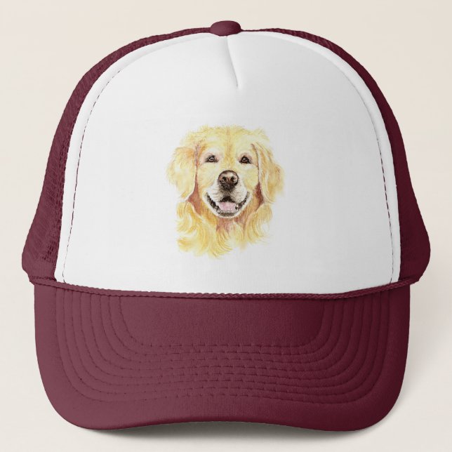 Vattenfärg Golden Retriever Hund Pet Animal Art Keps (Framsida)