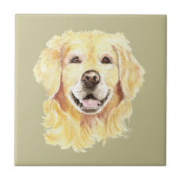 Vattenfärg Golden Retriever Hund Pet Animal Kakelplatta