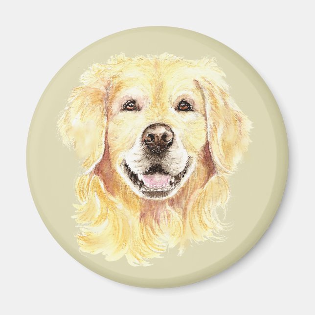 Vattenfärg Golden Retriever Hund Pet Animal Magnet (Framsidan)