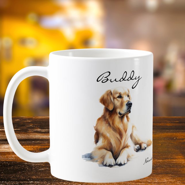 Vattenfärg Golden Retriever Personalize Jumbo Mugg (Why do I have this Listed twice, Its Just a Larger Size Mug, To offer.)