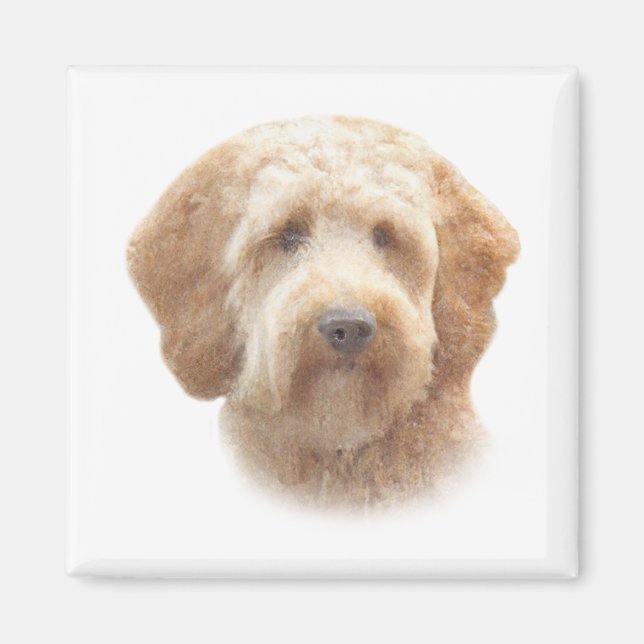 Vattenfärg Goldendoodle Magnet (Framsidan)