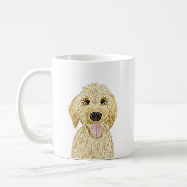 Vattenfärg Goldendoodle Mugg (Vänster)