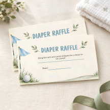 Vattenfärg Golf Baby Shower Blöja Lotteri Kort