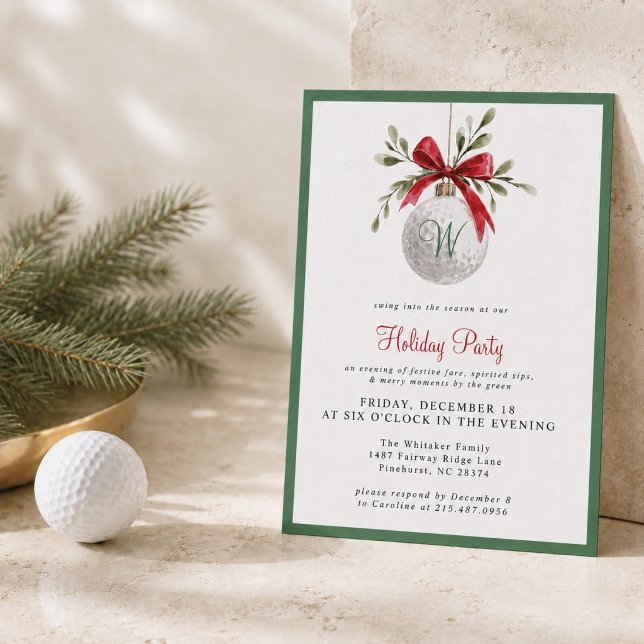 Vattenfärg Golf Julfest Inbjudan Initial (Skapare uppladdad)