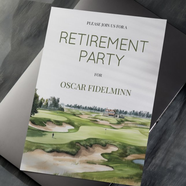 Vattenfärg Golfbana Foto Pensionärsfest Inbjudningar (Skapare uppladdad)