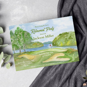 Vattenfärg Golfbana Med Vatten Pensionärsfest Inbjudningar