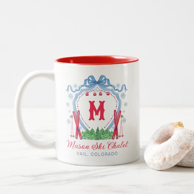 Vattenfärg Gondol Skid Monogram Krön Två-Tonad Mugg (Med munk)
