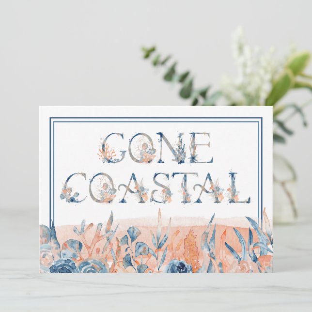 Vattenfärg Gone Coastal Vi har flyttat  Annonserin Meddelande (Stående Fram)
