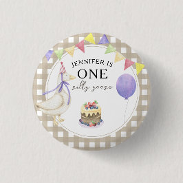 Vattenfärg Goose 1:a födelsedag Knapp