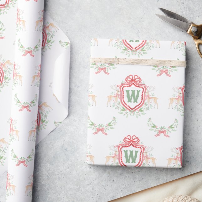 Vattenfärg Grandmillennial Ren Monogram Topp Presentpapper (Skapare uppladdad)