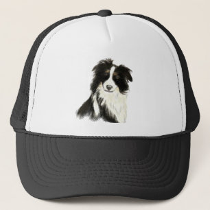 Vattenfärg Gräns Collie Hund Pet Animal Art Keps