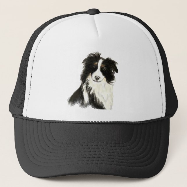 Vattenfärg Gräns Collie Hund Pet Animal Art Keps (Framsida)