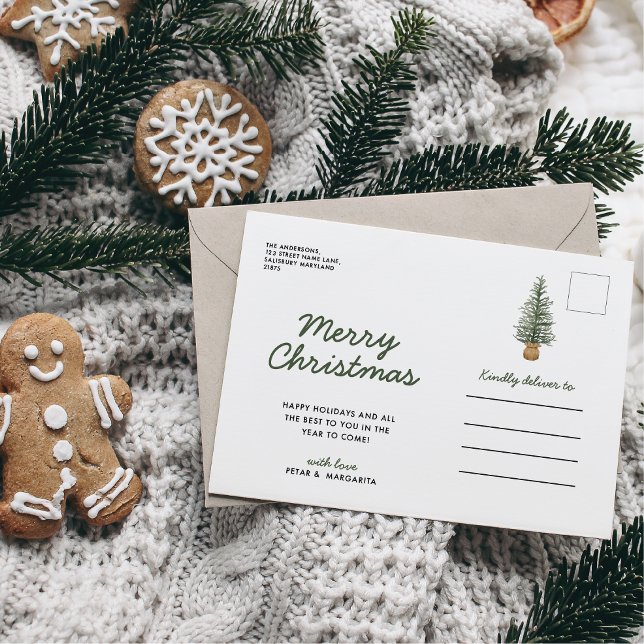 Vattenfärg Gräs Julgran Enkel Helgdag efter  Helg Vykort (Skapare uppladdad)