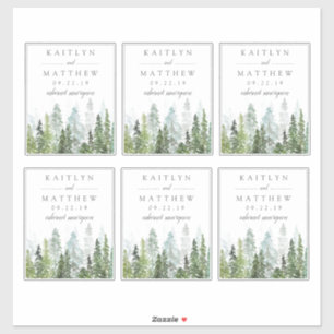 Vattenfärg Gräs Träd Forest Bröllop - 4 x 5 tum Klistermärken