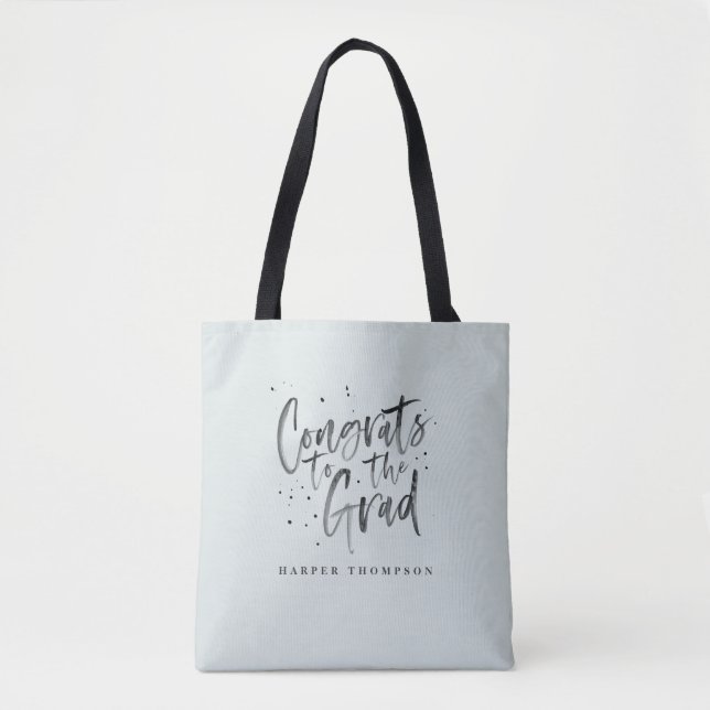 Vattenfärg gratulerar till grad student tote tygkasse (Framsida)