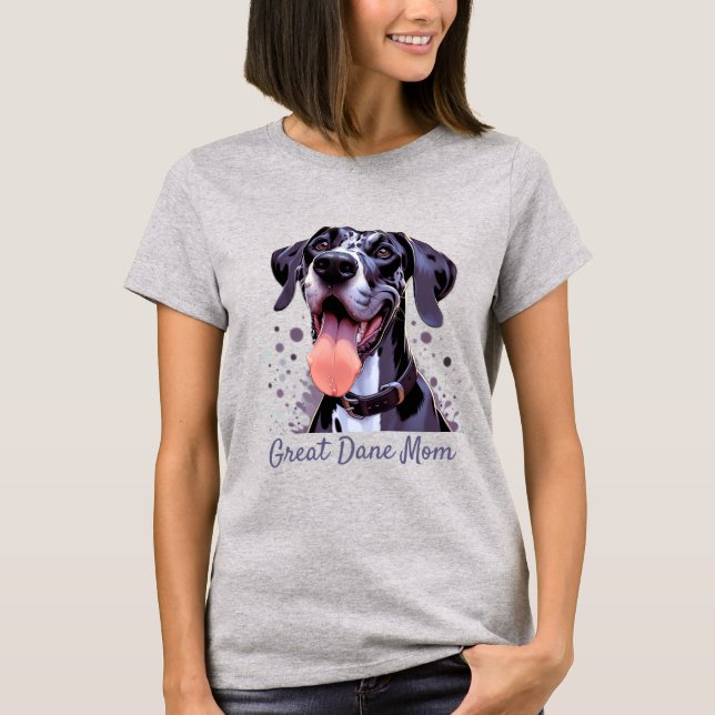Vattenfärg Great dane Roligt Hund Pet Animal T Shirt (Framsida)