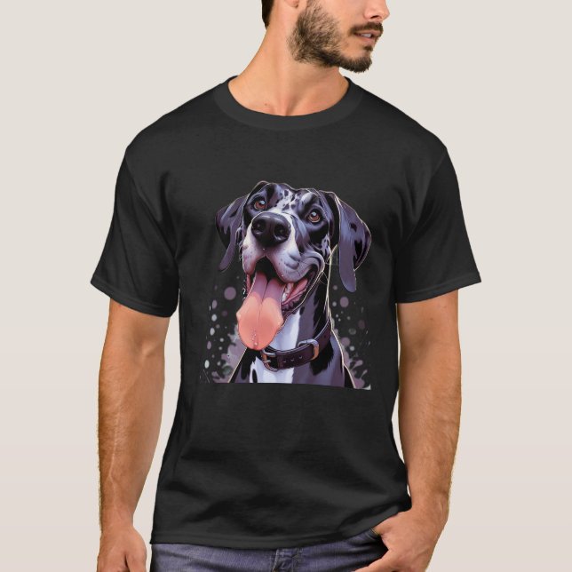 Vattenfärg Great dane Roligt Hund Pet Animal T Shirt (Framsida)