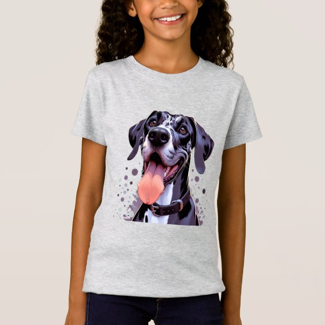 Vattenfärg Great dane Roligt Hund Pet Animal T Shirt (Framsida)