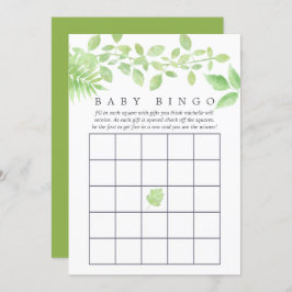 Vattenfärg Greenery Baby Shower Bingo Inbjudningar