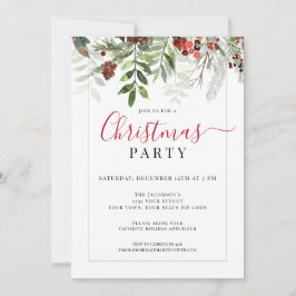 Vattenfärg Greenery Blommigt jul Party Inbjudningar
