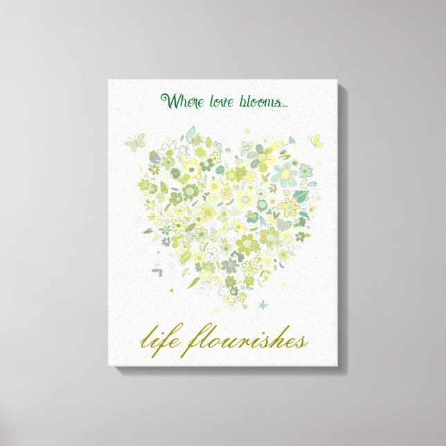 Vattenfärg Greenery Botanical Blommigt Heart Canvastryck (Framsida)