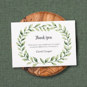 Vattenfärg Greenery Circle Foliage Funeral Tack Kort