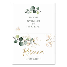 Vattenfärg Greenery Eucalyptus Guld Place-kort Bordsnummer