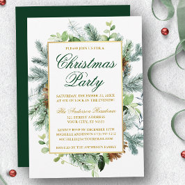Vattenfärg Greenery Gräs jul Party Guld Inbjudningar