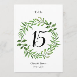 Vattenfärg Greenery Grönt Bordsnummer för andning