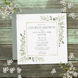 Vattenfärg Greenery Par Baby Shower Sprinkle Inbjudningar