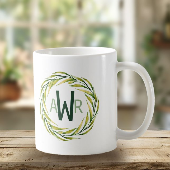 Vattenfärg Greenery Ram Monogram ID667 Kaffemugg (Skapare uppladdad)