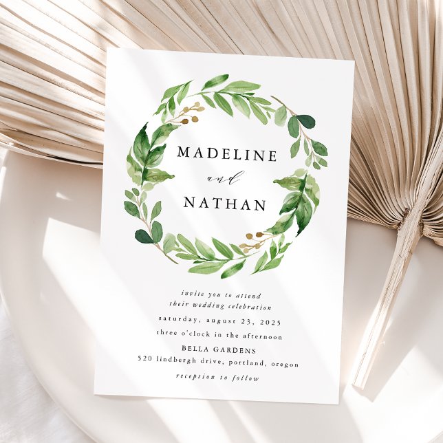 Vattenfärg Greenery Wandey Inbjudningar (Skapare uppladdad)