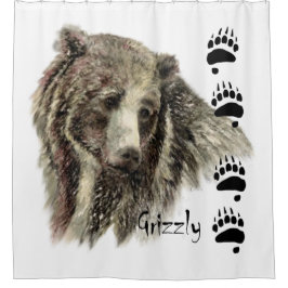 Vattenfärg Grizzly Bear Animal Art