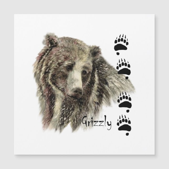 Vattenfärg Grizzly Bear Wildlife Nature Art (Framsida)