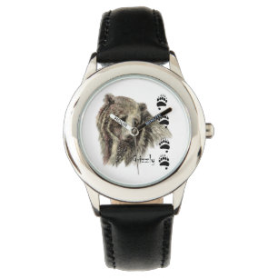 Vattenfärg Grizzly Bear Wildlife Nature Art Armbandsur