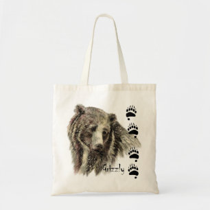 Vattenfärg Grizzly Bear Wildlife Nature Art Tygkasse