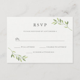 Vattenfärg Grön Blad Bröllop RSVP OSA Kort