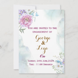 Vattenfärg Grön Bröllopsförlovningsinbjudan Inbjudningar