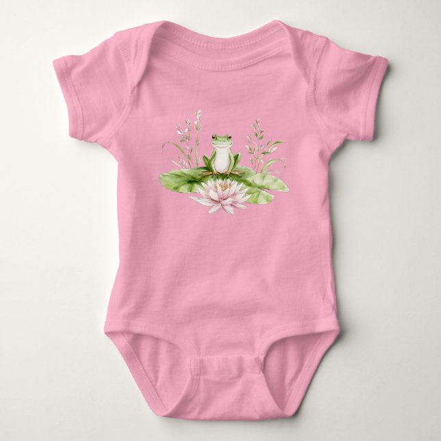 Vattenfärg Grön Groda  T Shirt (Framsida)