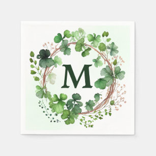 Vattenfärg Grön Klöverkrans St Patrick's Day Pappersservett