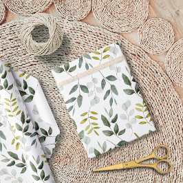 Vattenfärg Gröna Blad Mönster Presentpapper