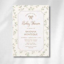 Vattenfärg Gröna Blad Ram Guldslinga Baby Shower