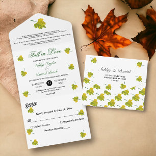 Vattenfärg Gröna Höstblad Höst Blommig Bröllop