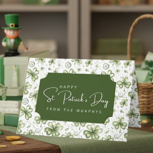 Vattenfärg Gröna Shamrocks Glad St. Patricks dag Kort