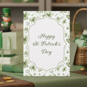 Vattenfärg Gröna Shamrocks Glad St. Patrick's Day Julkort