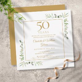 Vattenfärg Grönska 50-års bröllopsjubileum Inbjudningar