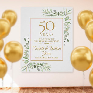 Vattenfärg Grönska 50-årsjubileum Välkomstskylt Poster