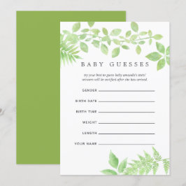 Vattenfärg Grönska Baby Shower Baby Gissningar Inbjudningar