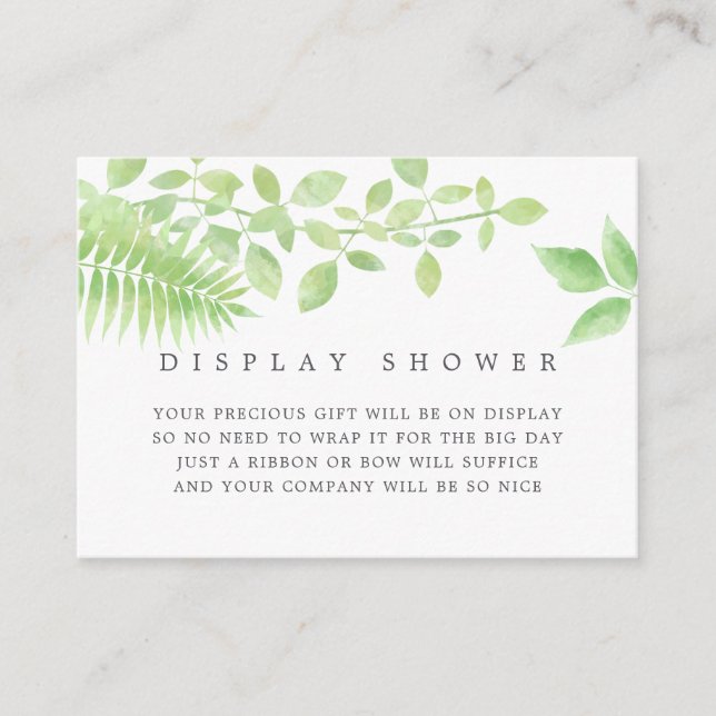 Vattenfärg Grönska Bebis Shower Display Dusch Tilläggskort (Framsida)